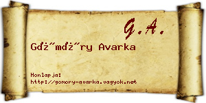 Gömöry Avarka névjegykártya